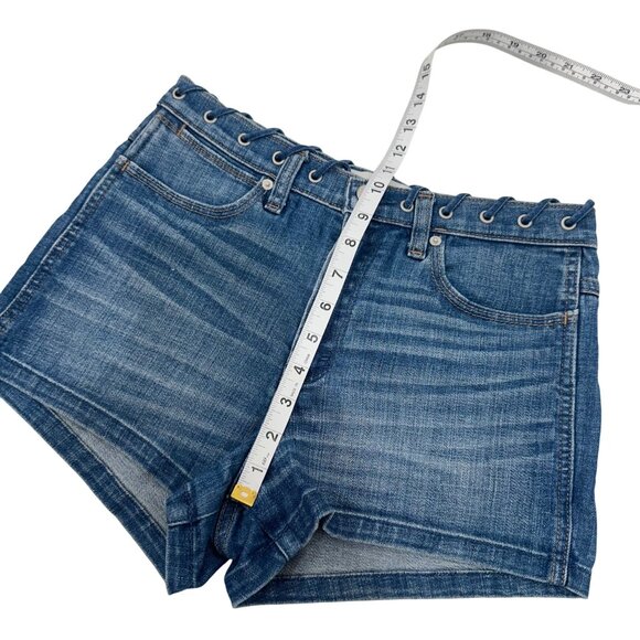 Abercrombie & Fitch Womens 6 High Rise Denim Short Shorts / Eyelet Waist Detail - Picture 6 of 11